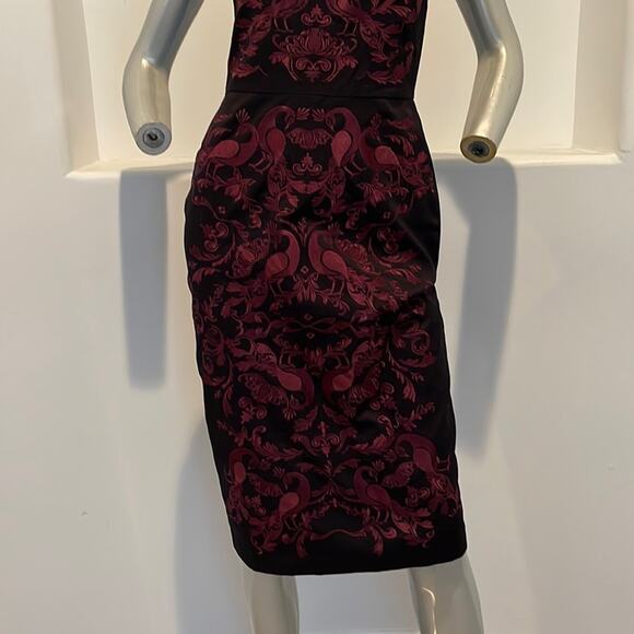 Wolf & Whistle London Halter Sheath Dress Red Jacquard size - Picture 6 of 11